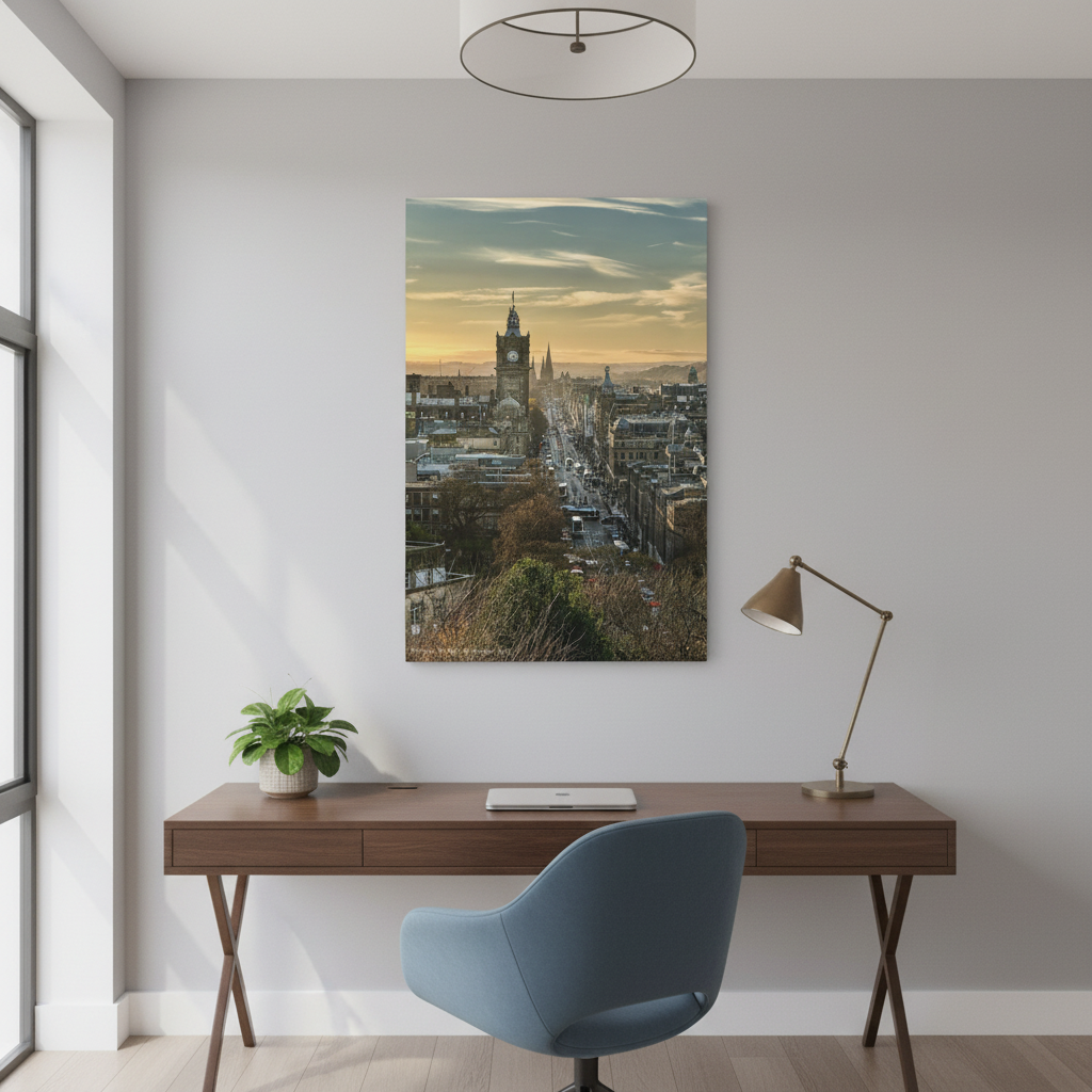 Princes Street Canvas Print – Edinburgh Cityscape Wall Art by Photographer Fergus King