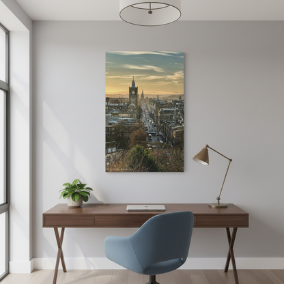 Princes Street Canvas Print – Edinburgh Cityscape Wall Art by Photographer Fergus King