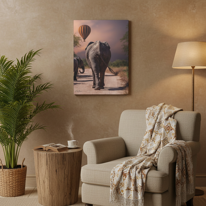 Elephants and Balloon at Dawn – By Photographer Patsy Weingart