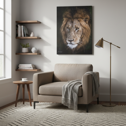 Male Lion Close‑Up in Shadow – By Photographer Patsy Weingart