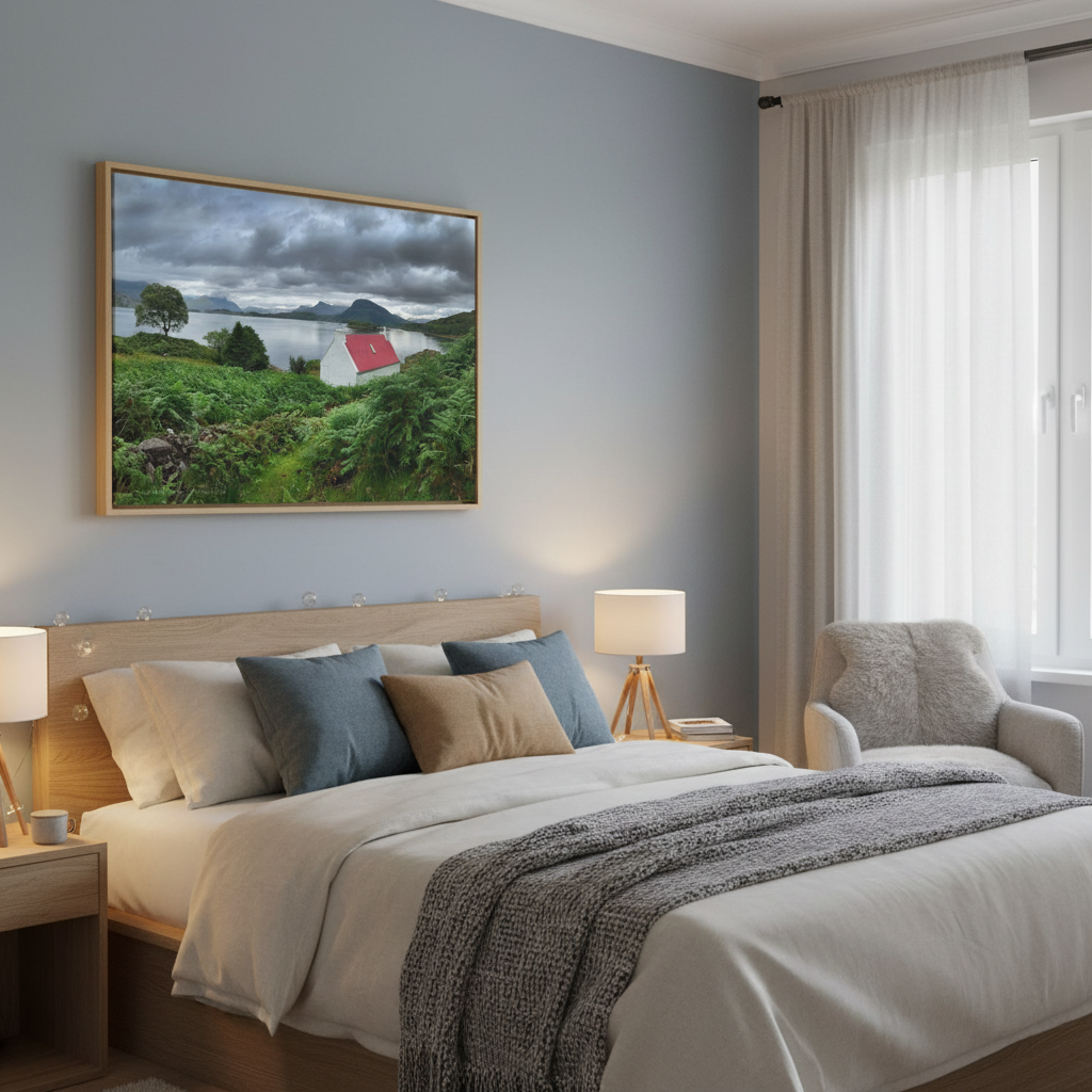 Red Roof Cottage at Loch Torridon – Canvas Print by Photographer Fergus King