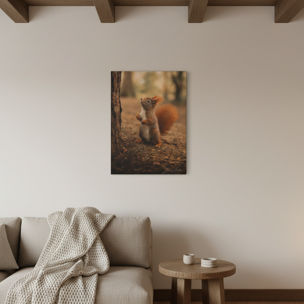 Red Squirrel Between Forest Trunks — By Photographer Lukas Andersen