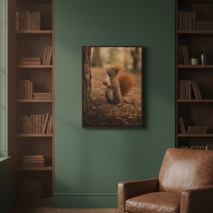 Red Squirrel Between Forest Trunks — By Photographer Lukas Andersen