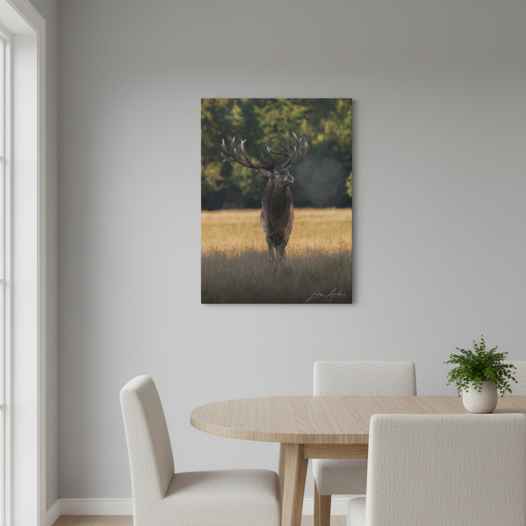 Red Stag in Golden Field — By Photographer Lukas Andersen