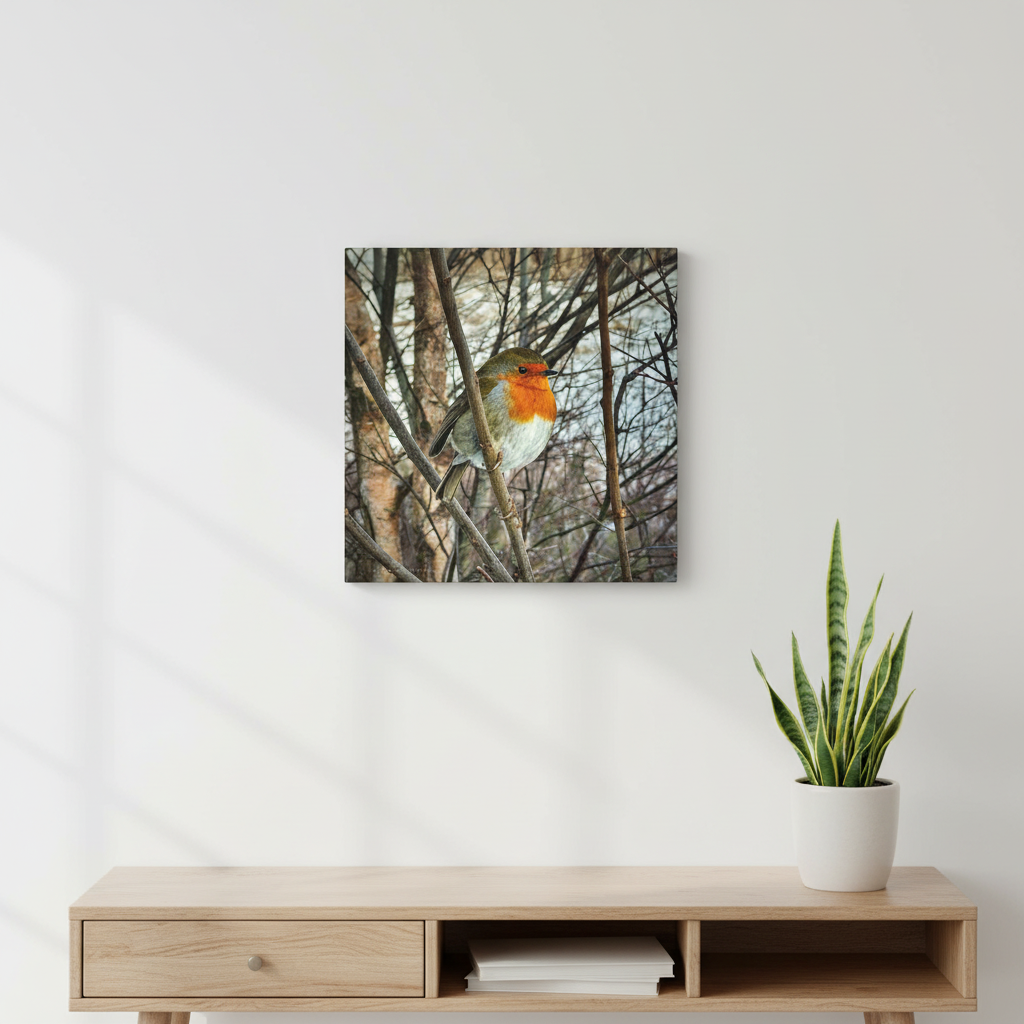 Robin In The Winter Thicket – Snowbound Stillness, Scotland By Photographer Fergus King