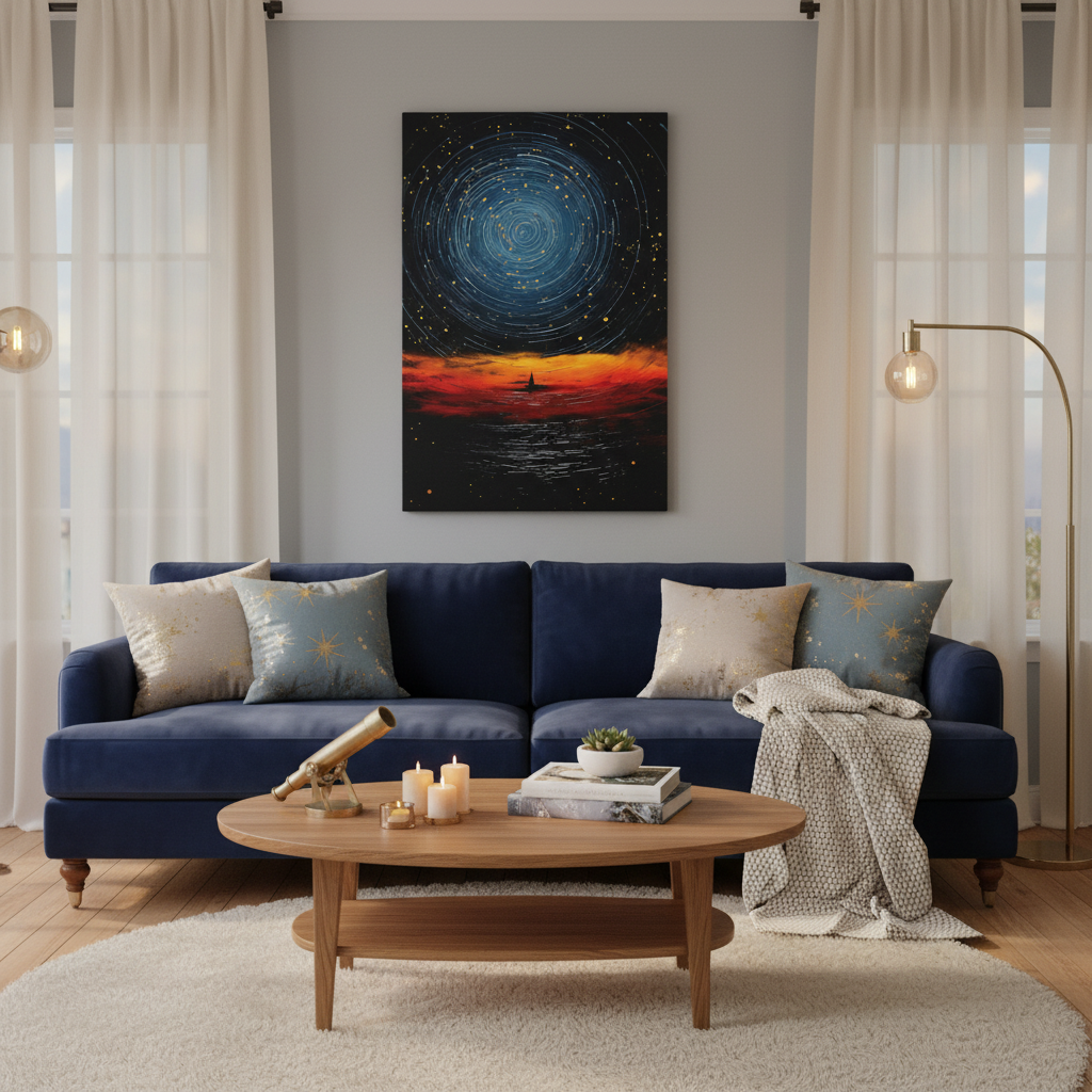Sailing Through the Stars” — Abstract Night Sky Art