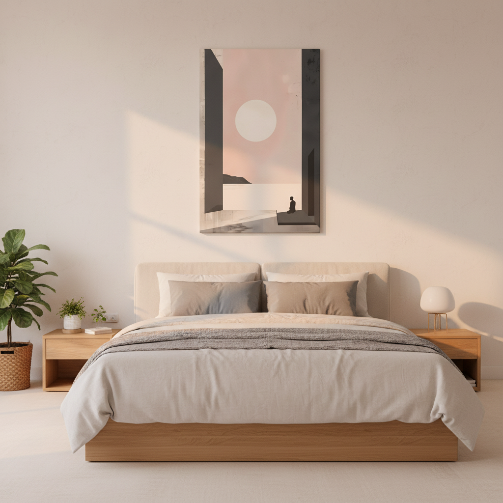 Serene Sunset Minimalist Canvas Art — Meditation Seascape Matte Stretched Print