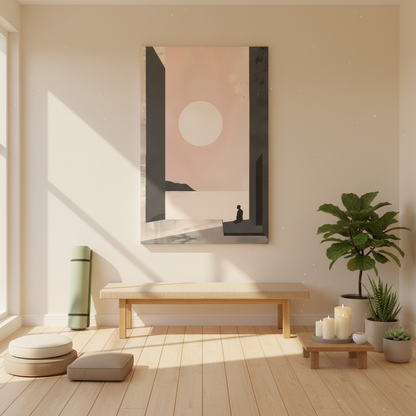 Serene Sunset Minimalist Canvas Art — Meditation Seascape Matte Stretched Print