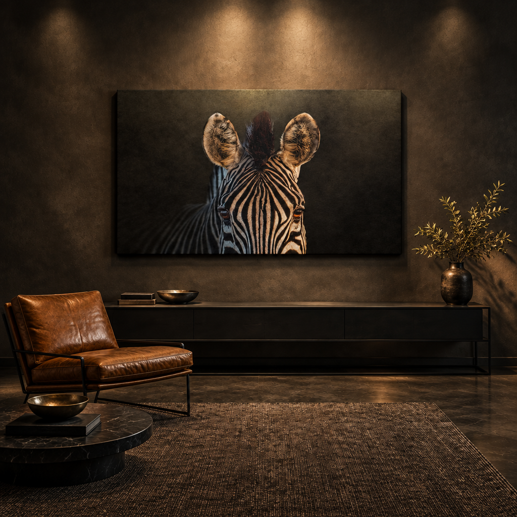 Zebra Close‑Up on Black — By Photographer Patsy Weingart