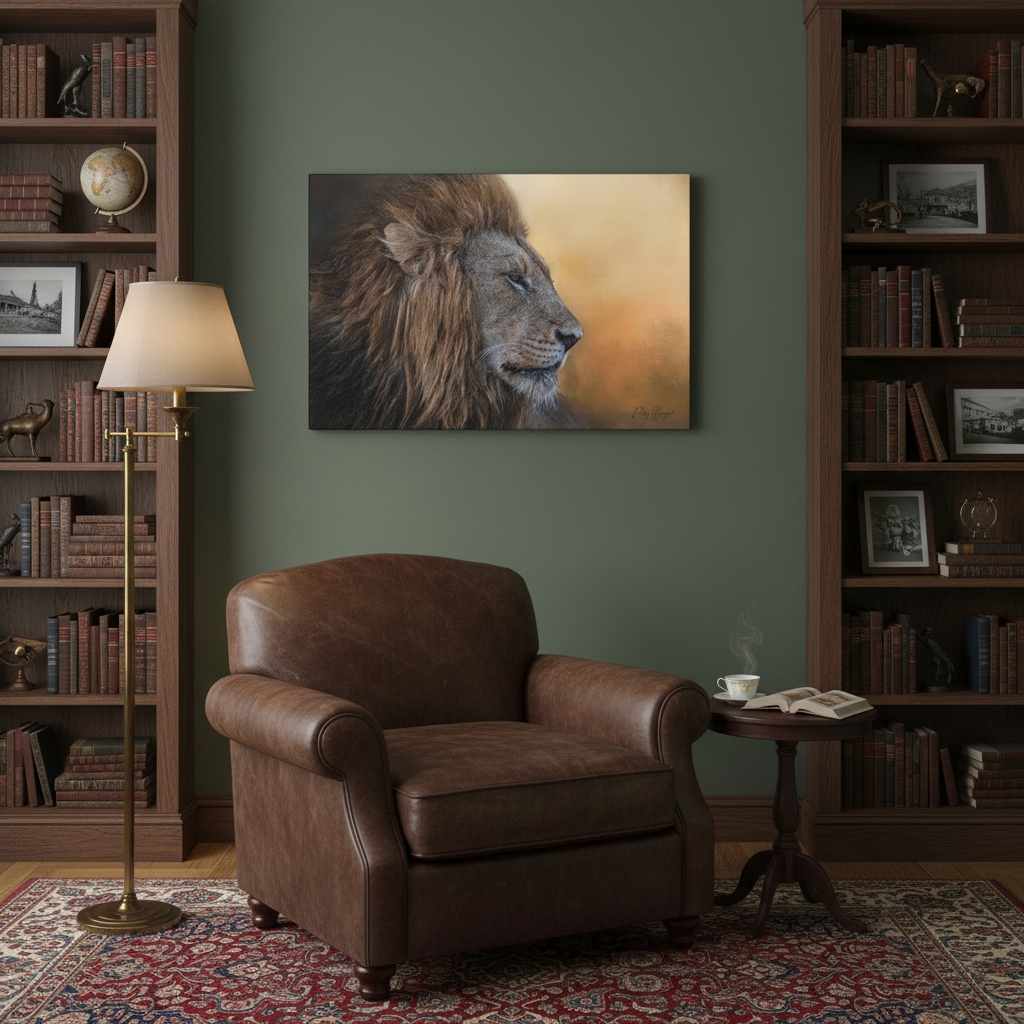 The Watchful King – Close‑Up Male Lion by Photographer Patsy Weingart
