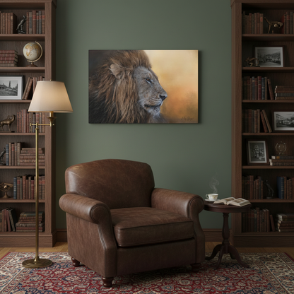 The Watchful King – Close‑Up Male Lion by Photographer Patsy Weingart