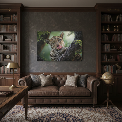 Leopard Gaze in the Canopy – African Wildlife Canvas Print by Photographer Patsy Weingart