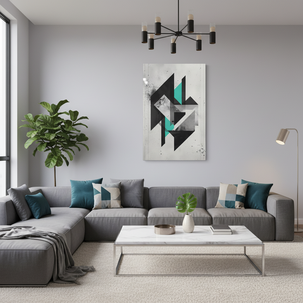 Teal Structure — Modern Abstract Geometric Wall Art