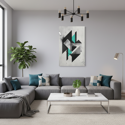 Teal Structure — Modern Abstract Geometric Wall Art