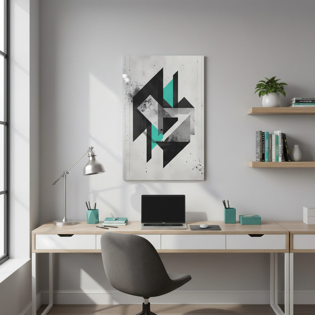 Teal Structure — Modern Abstract Geometric Wall Art