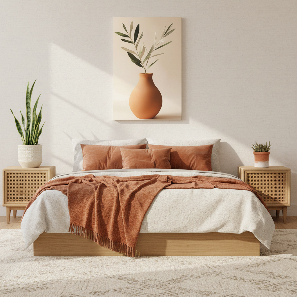 Minimal Terracotta Vase Canvas Print — Matte Stretched Wall Art