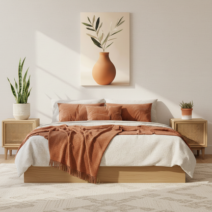 Minimal Terracotta Vase Canvas Print — Matte Stretched Wall Art