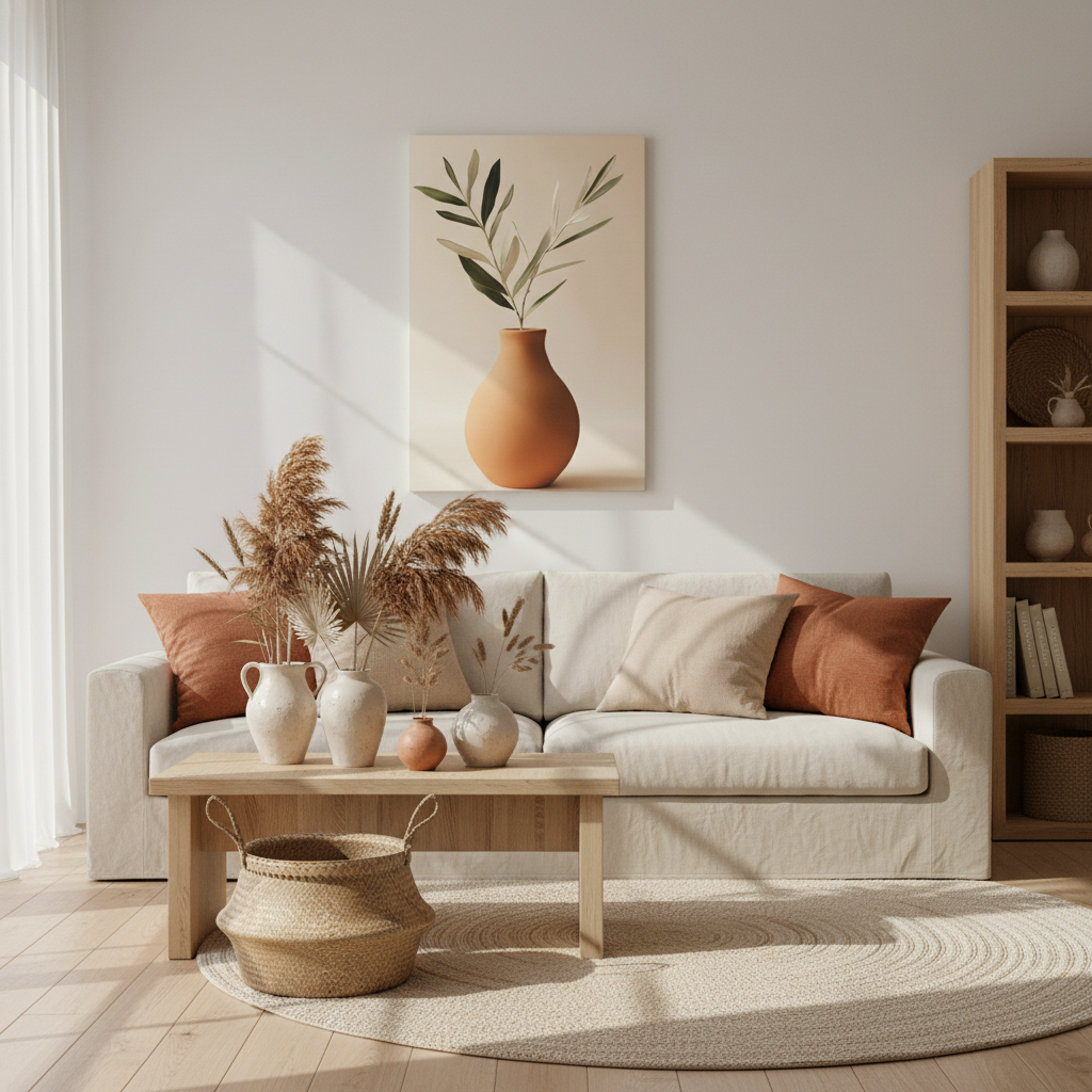 Minimal Terracotta Vase Canvas Print — Matte Stretched Wall Art