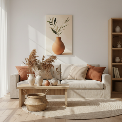 Minimal Terracotta Vase Canvas Print — Matte Stretched Wall Art