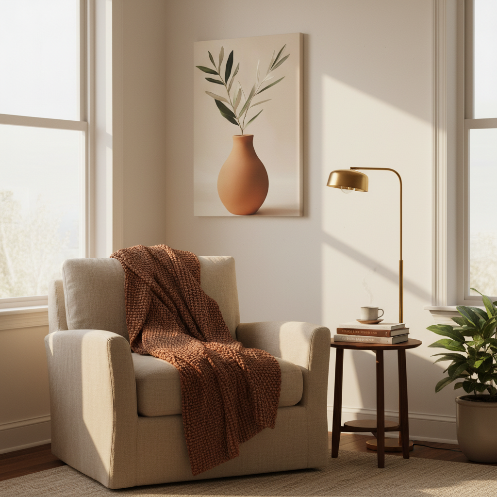 Minimal Terracotta Vase Canvas Print — Matte Stretched Wall Art