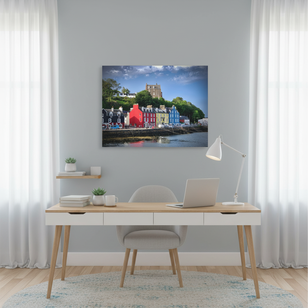 Tobermory Harbourfront – Canvas Print by Photographer Fergus King