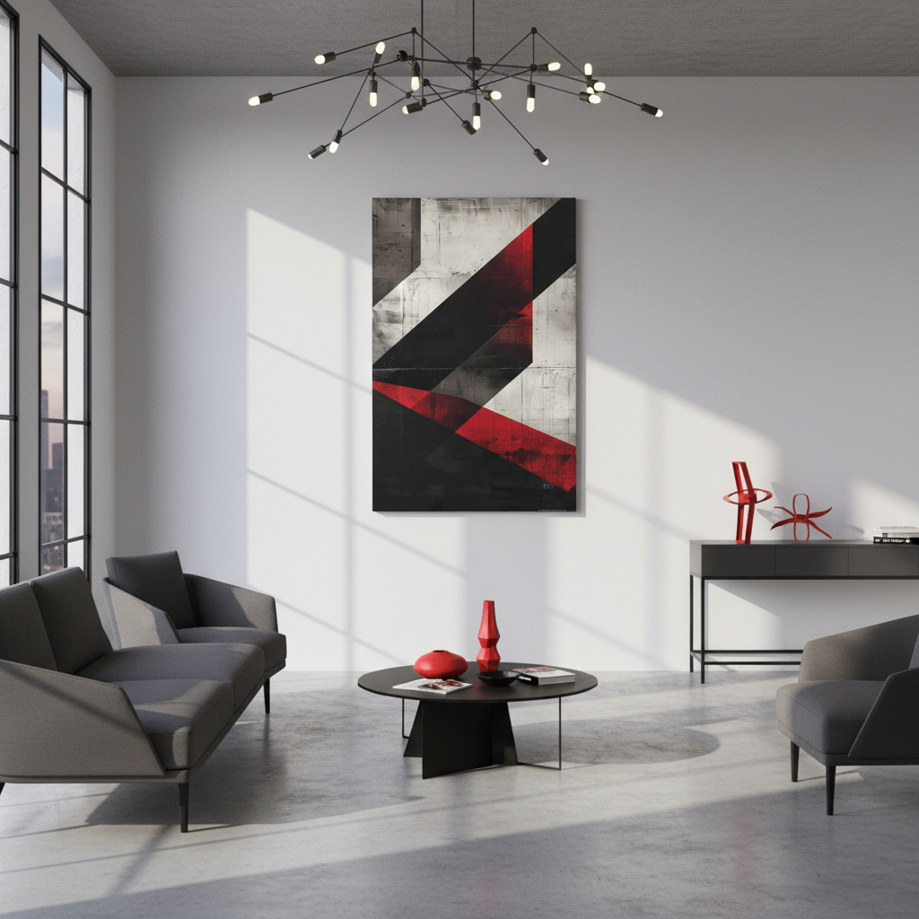Urban Angles — Modern Black & Red Print