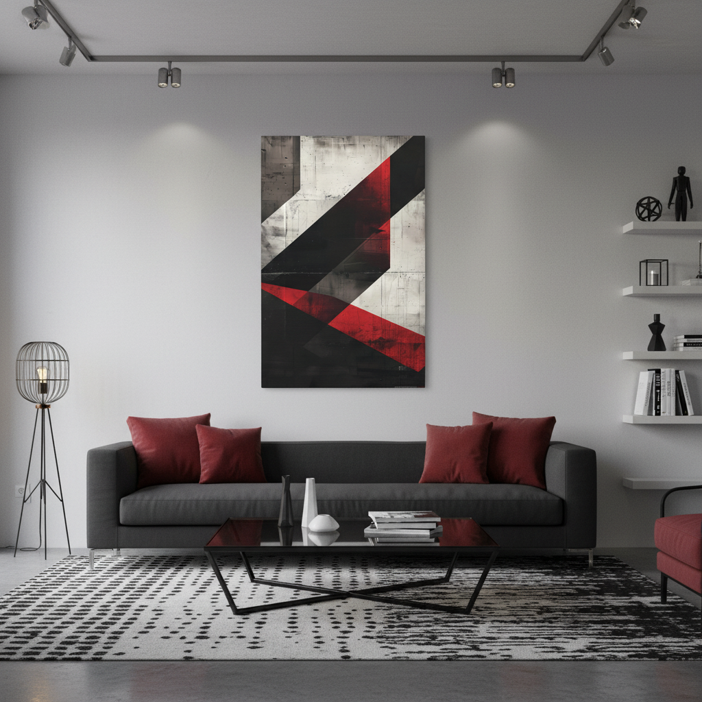 Urban Angles — Modern Black & Red Print