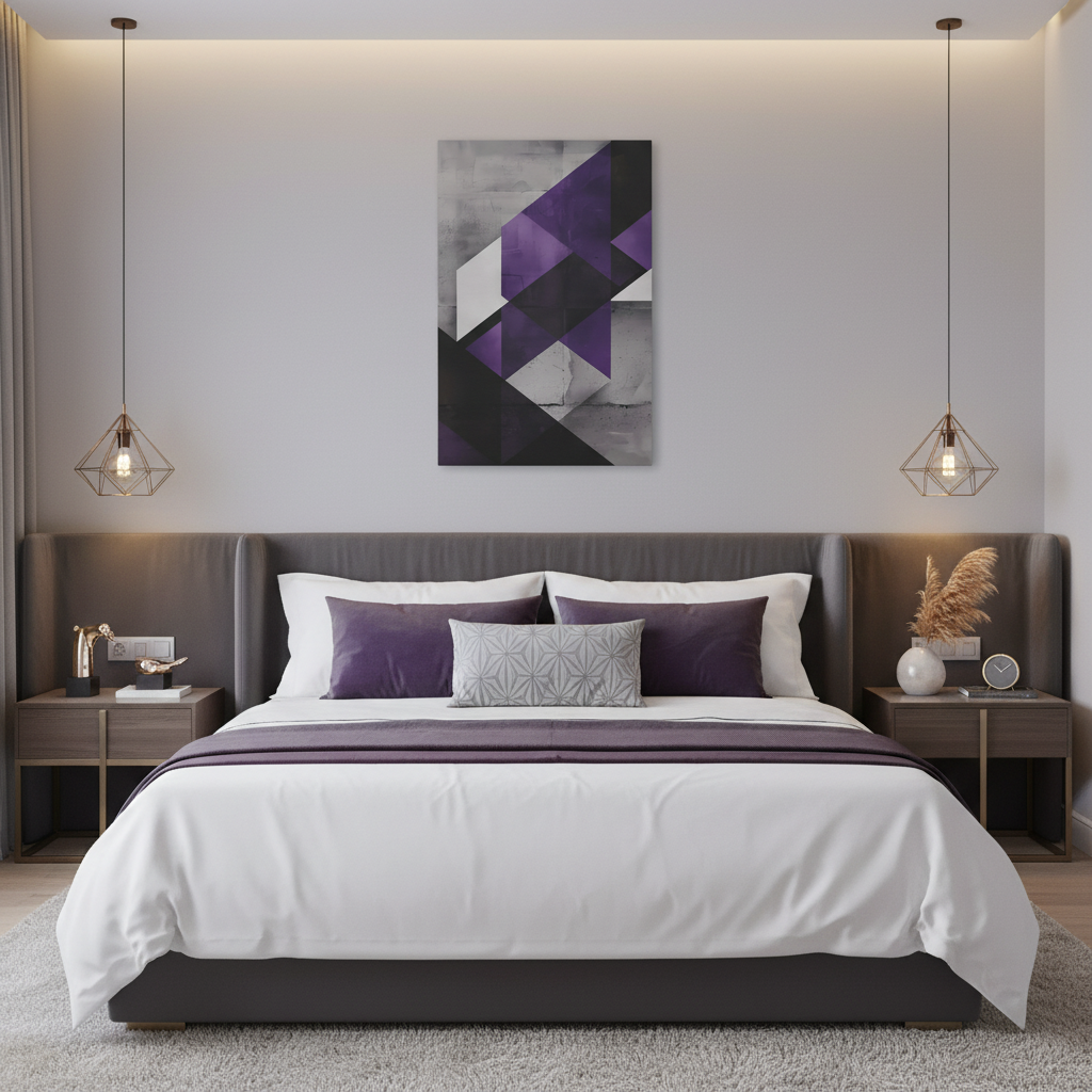 Violet Axis — Abstract Geometric Wall Art