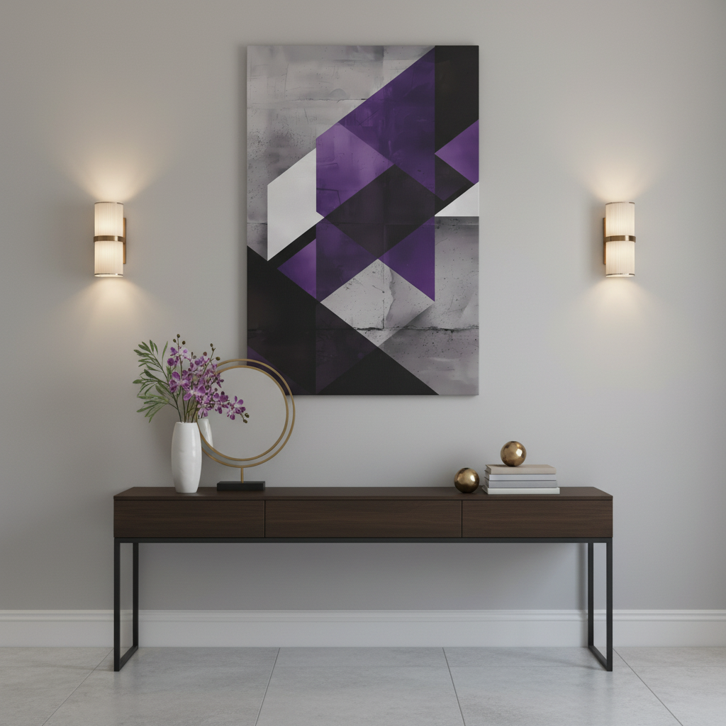 Violet Axis — Abstract Geometric Wall Art