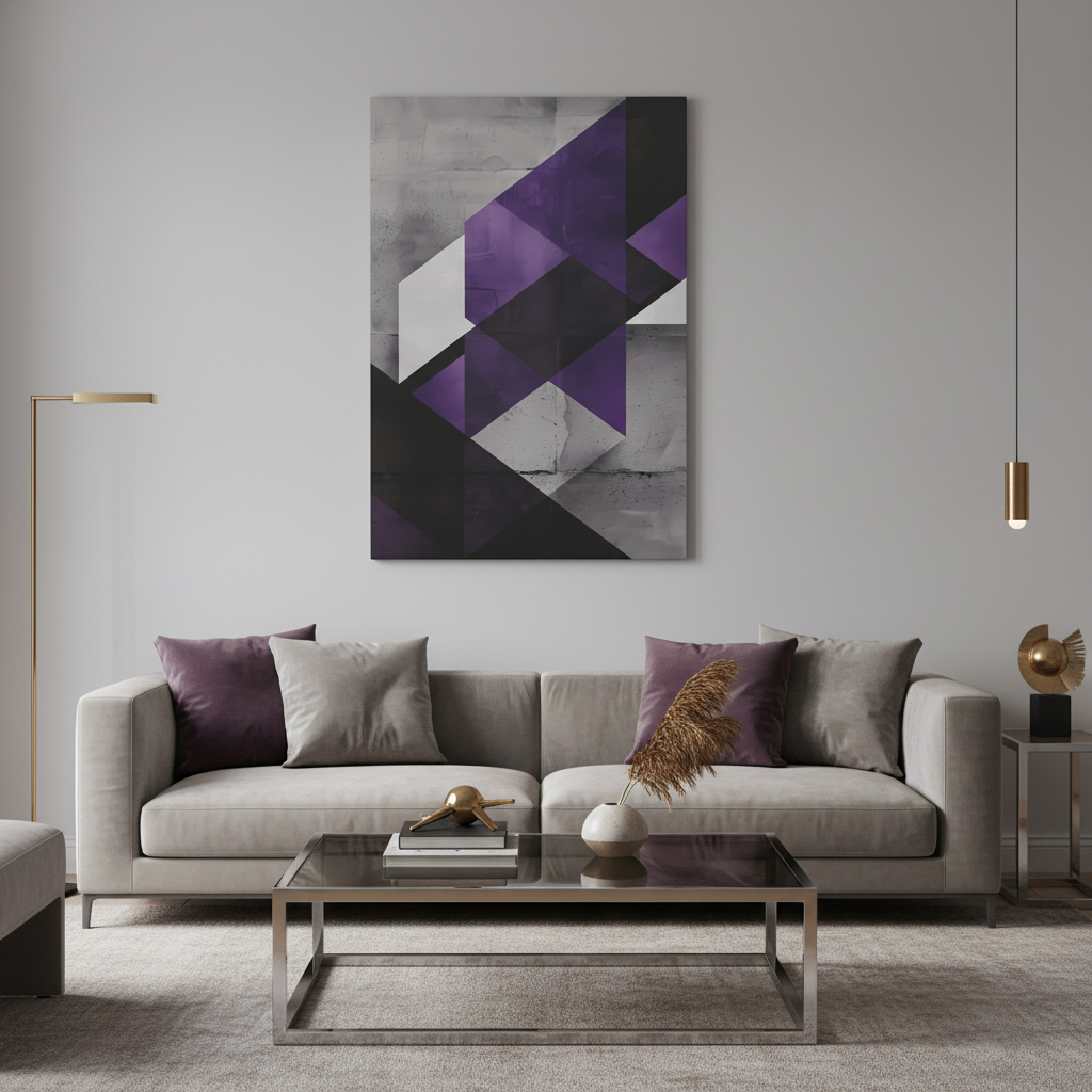 Violet Axis — Abstract Geometric Wall Art